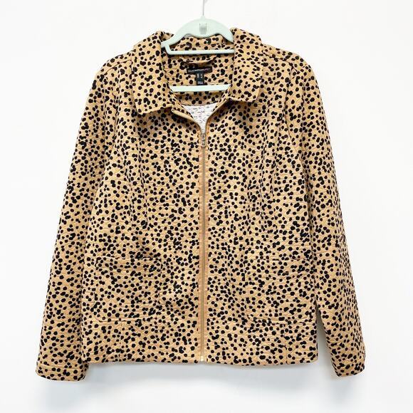 Isaac Mizrahi Jackets & Blazers - Isaac Mizrahi Live! Women's L Brown Jacquard Dot Quilted Knit‎ Full Zip Jacket